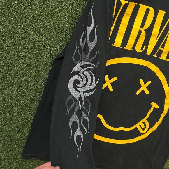 Rare Vintage Y2K Nirvana Mexican‎ Boot Long Sleeve Hits Graphic Tee Shirt - Picture 3 of 8